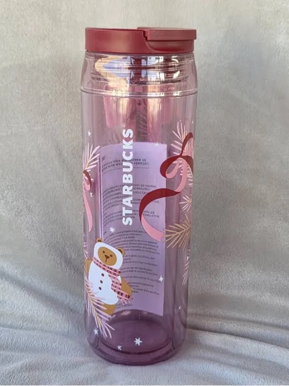 Starbucks Pink Bearista Ribbons and Bows Travel Tumbler